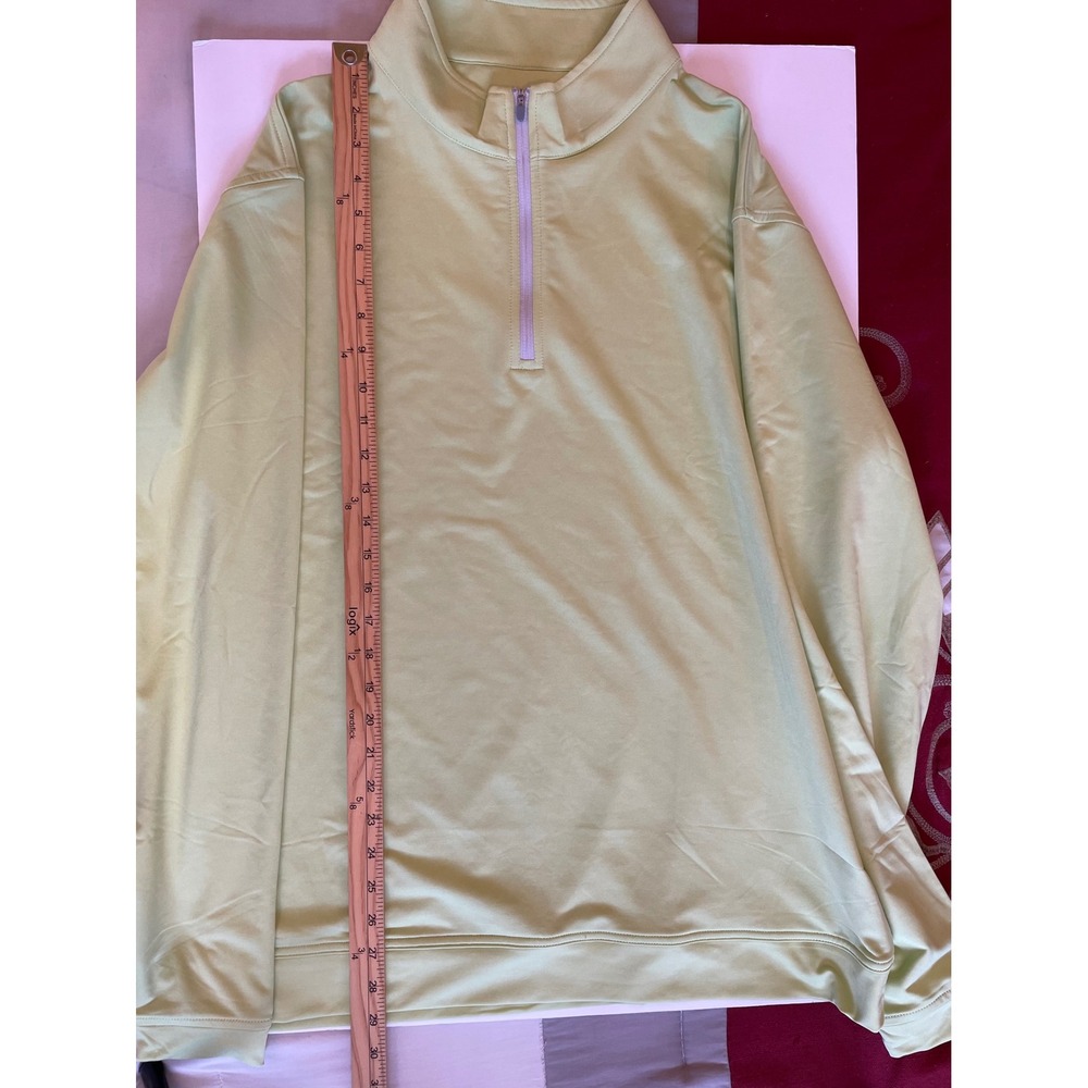 Peter Millar Perth Melange 1/4 Zip Sweater XL Crown Sport Spritzer Lime Green - Picture 9 of 10